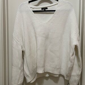 Quince Cream V-Neck Knit Sweater